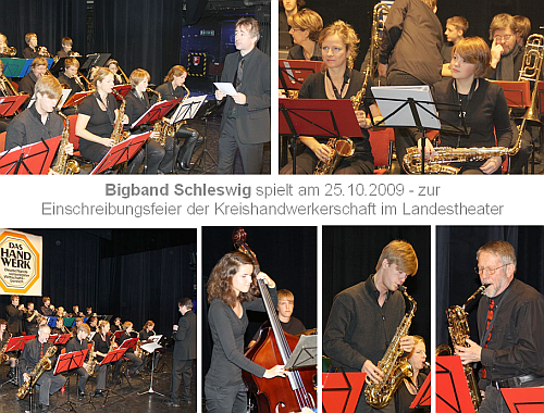 Bigband Schleswig spielt auf der Einschreibungsfeier der Kreishandwerkerschaft am 25.10.09 im Landestheater Schleswig