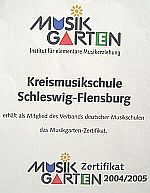 Zertifikat Musikgarten der Kreismusikschule