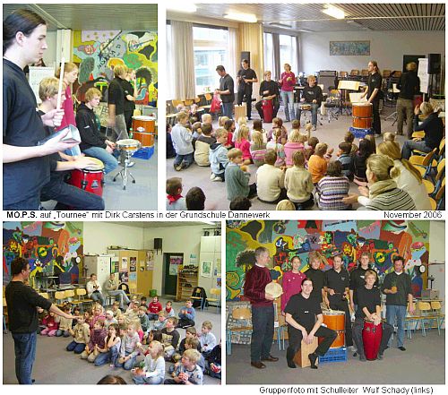MO.P.S. bei ihrem Auftritt in der Grundschule Dannewerk mit Dirk Carstens am 3. November 2006