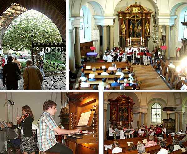 Freifaltigkeitskirche Schleswig, Streicher-Vorspiel im Juli 2007, Foto Katja Negel